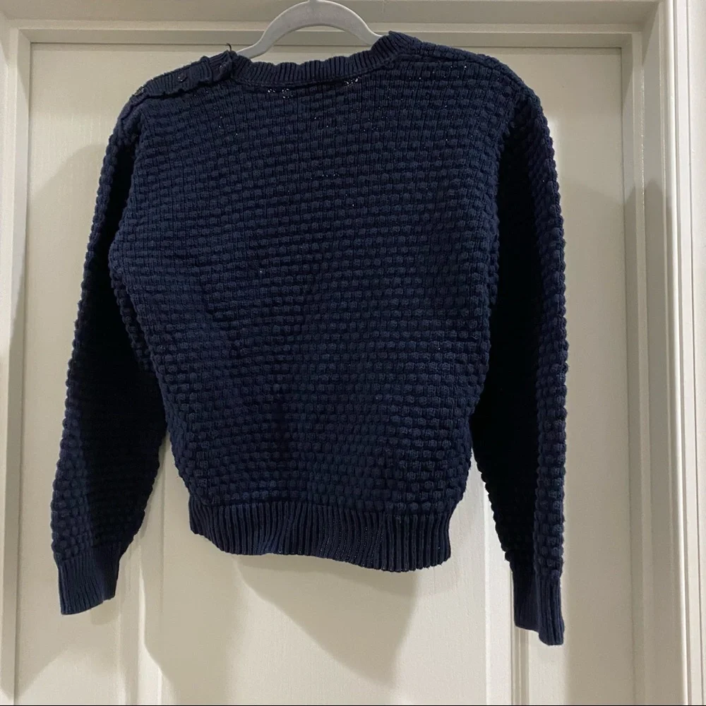 Vintage hand embroidered floral sweater M navy blue - Picture 4 of 9